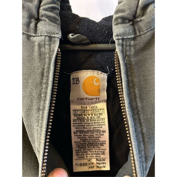 Carhartt boys 4t jacket USA green quilted interior rn#14806 hoodie - Picture 2 of 11